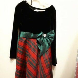 Beautiful Marc & Maddie Girls Sz. 6x Holiday Dress. red green taffeta skirt